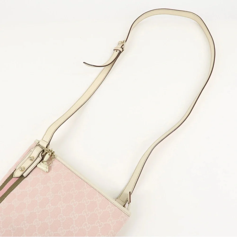 Gucci Pink and Beige Canvas Shoulder Bag